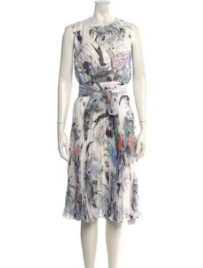 Pre-owned Erdem Printed Midi Length Dress In Neutral