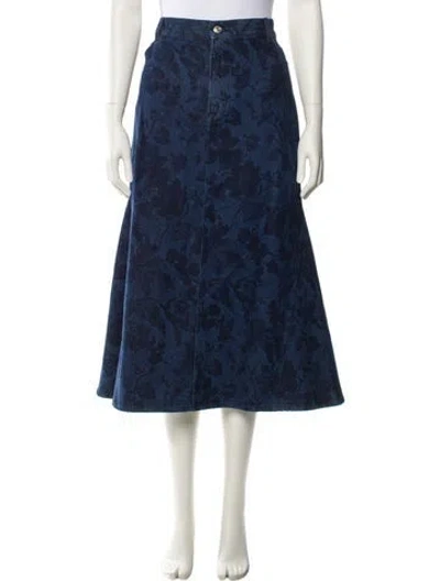 Pre-owned Erdem Printed Midi Length Skirt In Blue
