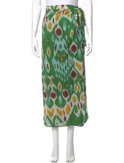 Pre-owned Erdem Printed Midi Length Skirt In Green