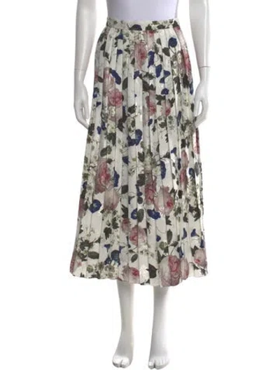 Pre-owned Erdem Printed Midi Length Skirt In White