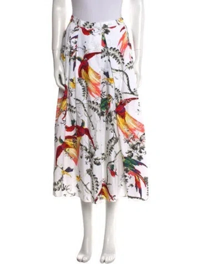Pre-owned Erdem Printed Midi Length Skirt In White