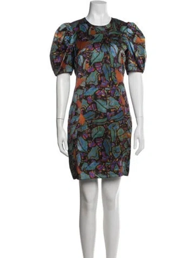 Pre-owned Erdem Printed Mini Dress In Blue
