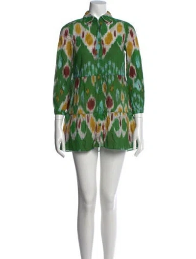 Pre-owned Erdem Printed Mini Dress In Green