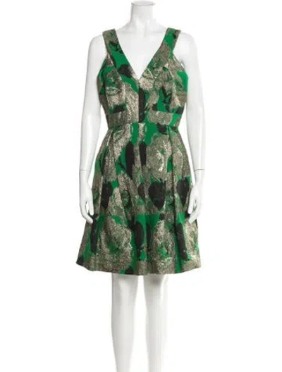 Pre-owned Erdem Printed Mini Dress In Green