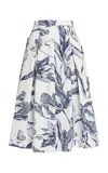 Erdem Printed Pleated Cotton Midi Skirt