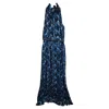 Erdem Printed Pleated Gown In Blue Polyester In Blue