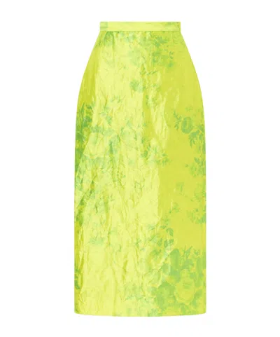 Erdem Floral-embroidered Faille Midi Skirt In Multi