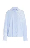Erdem Printed Poplin Shirt In Light Blue