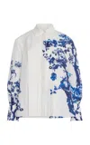 Erdem Printed Poplin Shirt In White