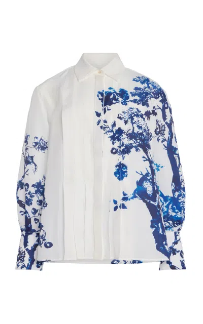 Erdem Printed Poplin Shirt In White