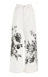 Erdem Printed Rigid High-rise Wide-leg Jeans In Off-white