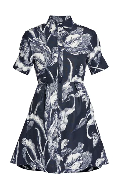 Erdem Printed Short-sleeve Cotton-blend Mini Dress