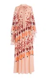 Erdem Printed Silk Blouson Gown In Pink