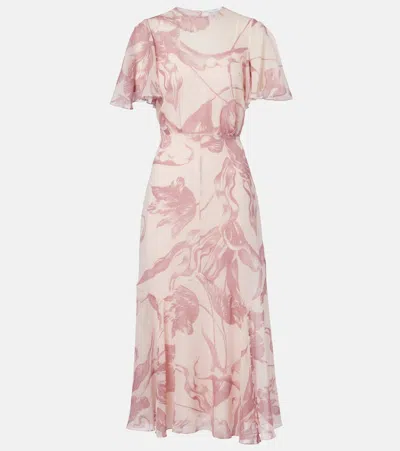 Erdem Printed Silk-chiffon Midi Dress In Pink