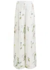 Erdem Womens Botanical Garden White Graphic-pattern Wide-leg Silk Trousers