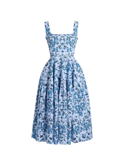 Erdem Printed Sleeveless Dress In Blue