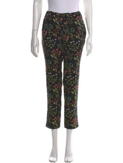 Pre-owned Erdem Printed Straight Leg Pants In Black