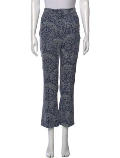Pre-owned Erdem Printed Straight Leg Pants In Blue