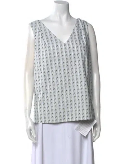 Pre-owned Erdem Printed V-neck Blouse In White