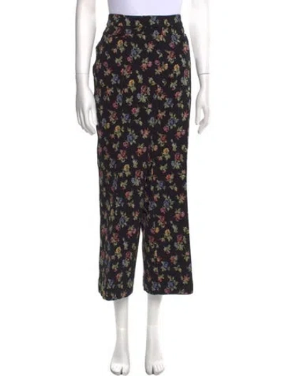 Pre-owned Erdem Printed Wide Leg Pants In Black