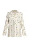 Erdem Printed Wool-blend Blazer In Off-white