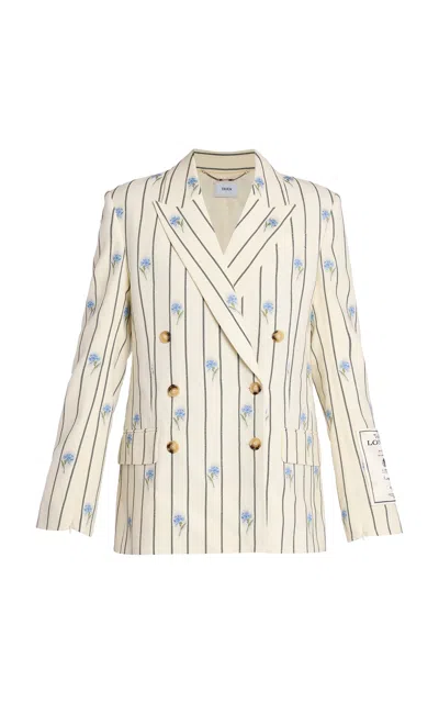 Erdem Printed Wool-blend Blazer In Off-white