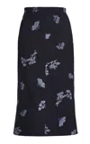 Erdem Printed Wool-blend Midi Skirt In Black