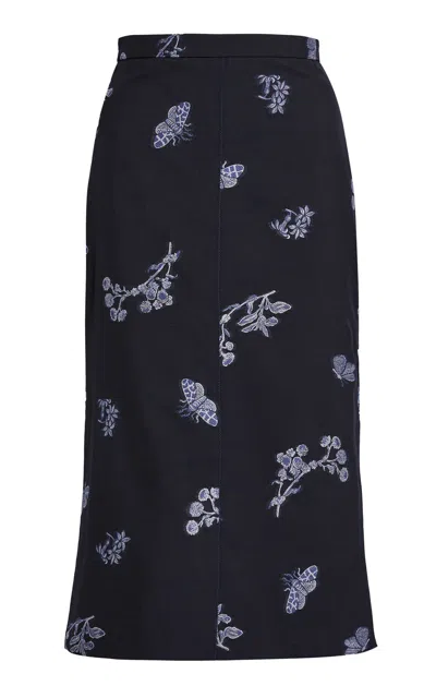 Erdem Printed Wool-blend Midi Skirt