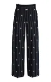 Erdem Printed Wool-blend Pants In Navy