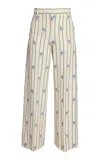 Erdem Printed Wool-blend Pants In Off-white