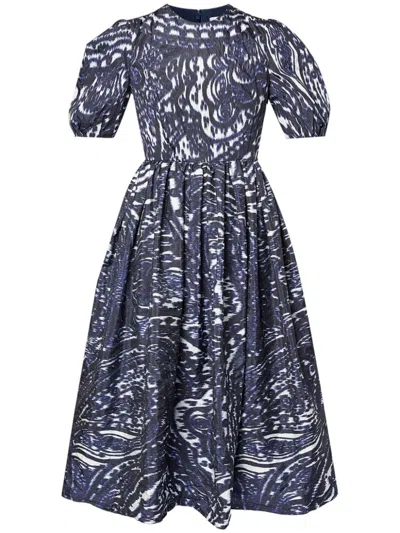 ERDEM PUFF-SLEEVE MIDI DRESS