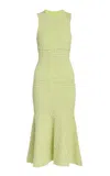 Erdem Quilted Knit Fit-and-flared Midi Dress In Green