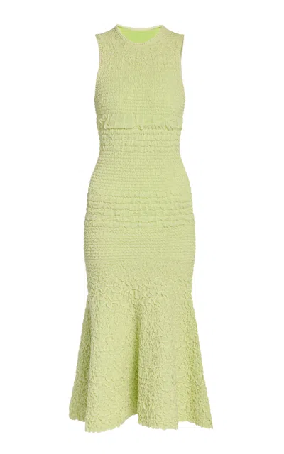 Erdem Quilted Knit Fit-and-flared Midi Dress In Green