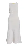 Erdem Quilted Knit Fit-and-flared Midi Dress In White