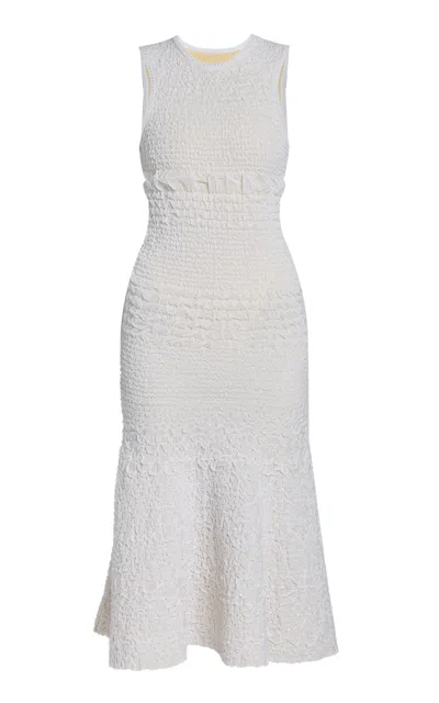 Erdem Quilted Knit Fit-and-flared Midi Dress In White