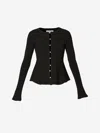 Erdem Ruffled Ribbed Cardigan In Black