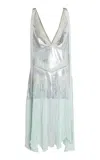 Erdem Ribbon-detailed Midi Dress In Silver