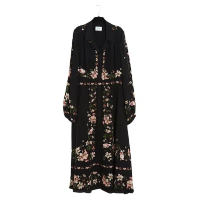 Pre-owned Erdem Robe Maxi Fr42 Shabby Black Silk Maxi Dress Uk14 Us10/12