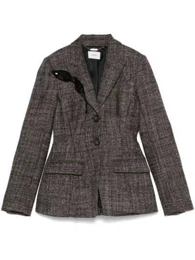 Erdem Rose-brooch Blazer In Brown