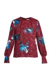 Erdem Rose-printed Blouse In Burgundy