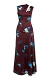 Erdem Rose-printed Gown In Burgundy