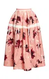 Erdem Rose-printed Midi Skirt In Pink