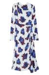 ERDEM ERDEM ROSSINI ROSE FLORAL LONG SLEEVE CREPE MIDI DRESS