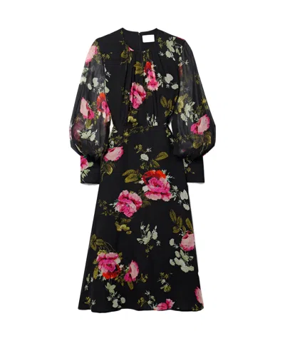 Erdem Round-collar Long-sleeved Dress In Black