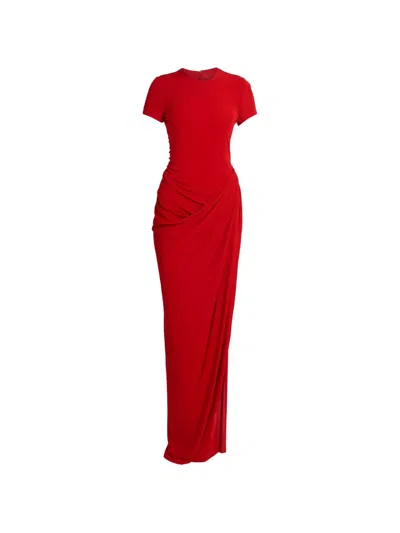 Erdem Ruched Short-sleeve Dress In Red
