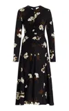 Erdem Ruched Stretch-crepe Midi Dress In Black
