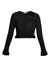 Erdem Ruffle-detail Cropped Cardigan In Black