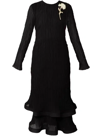 Erdem Ruffle Hem Dress In Black