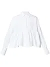 Erdem Ruffle-panel Cotton-poplin Blouse In White