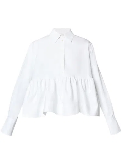 Erdem Ruffle-panel Cotton-poplin Blouse In White